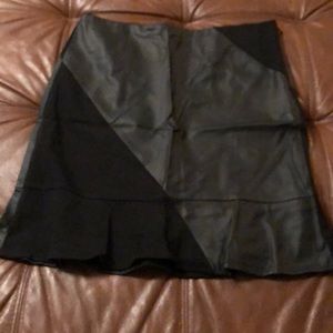 Black leather & fabric mini skirt